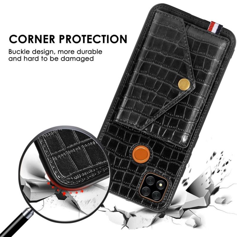 Coque Xiaomi Redmi 9c Crocodile Porte-cartes Et Support