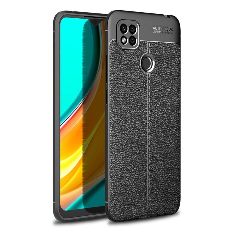 Coque Xiaomi Redmi 9c Effet Cuir Litchi Double Line