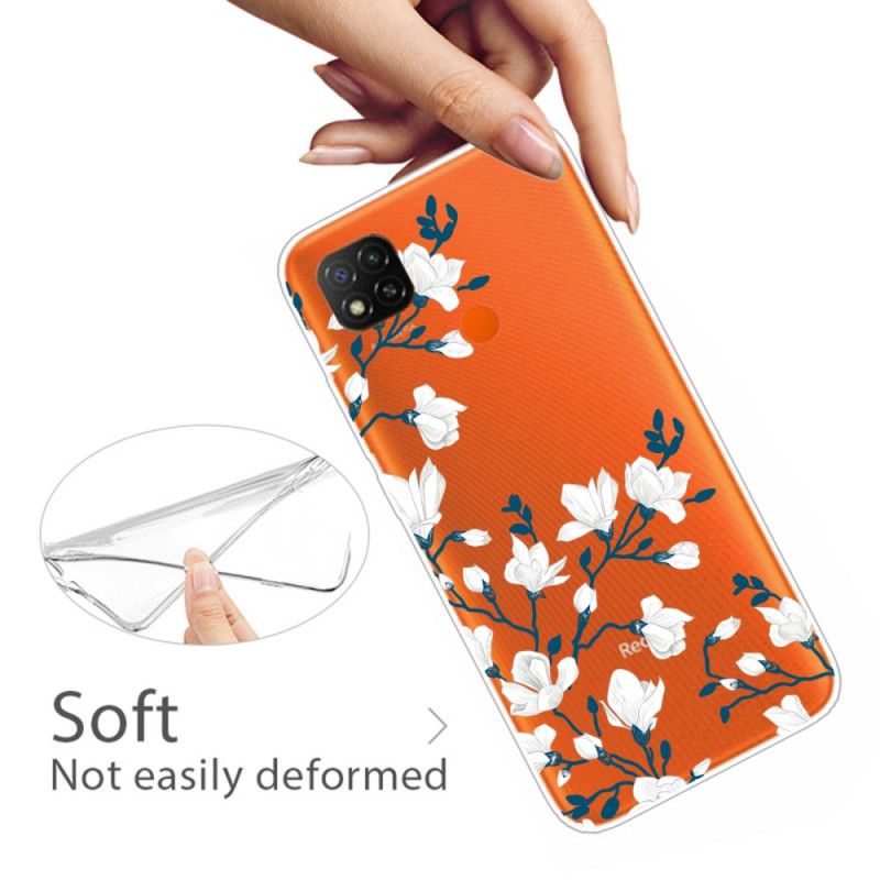 Coque Xiaomi Redmi 9c Fleurs Blanches