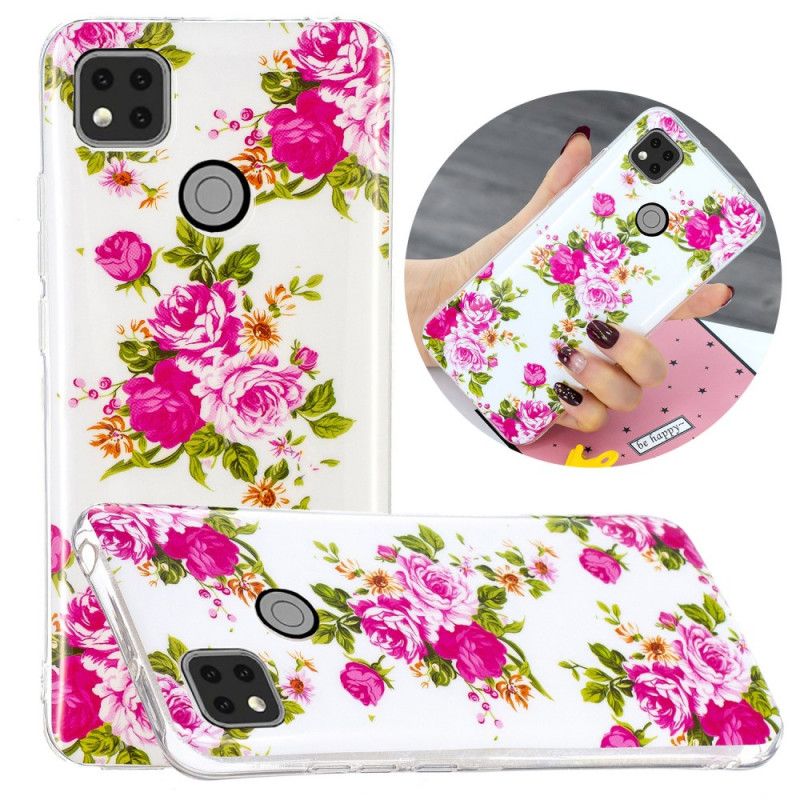 Coque Xiaomi Redmi 9c Fleurs Liberty Fluorescente