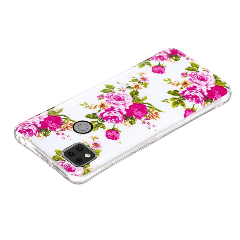 Coque Xiaomi Redmi 9c Fleurs Liberty Fluorescente