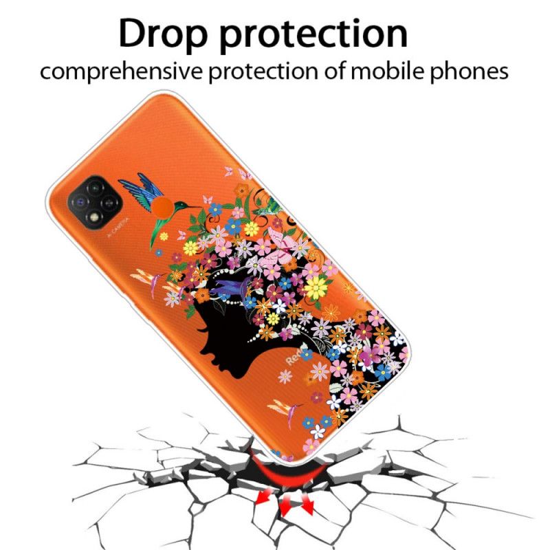 Coque Xiaomi Redmi 9c Jolie Tête Fleurie