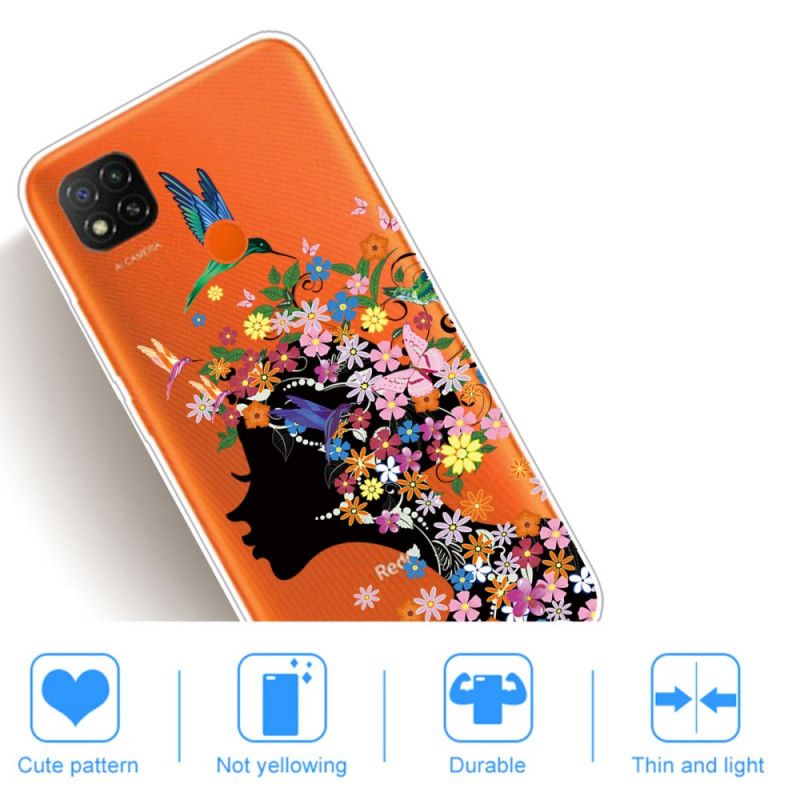 Coque Xiaomi Redmi 9c Jolie Tête Fleurie