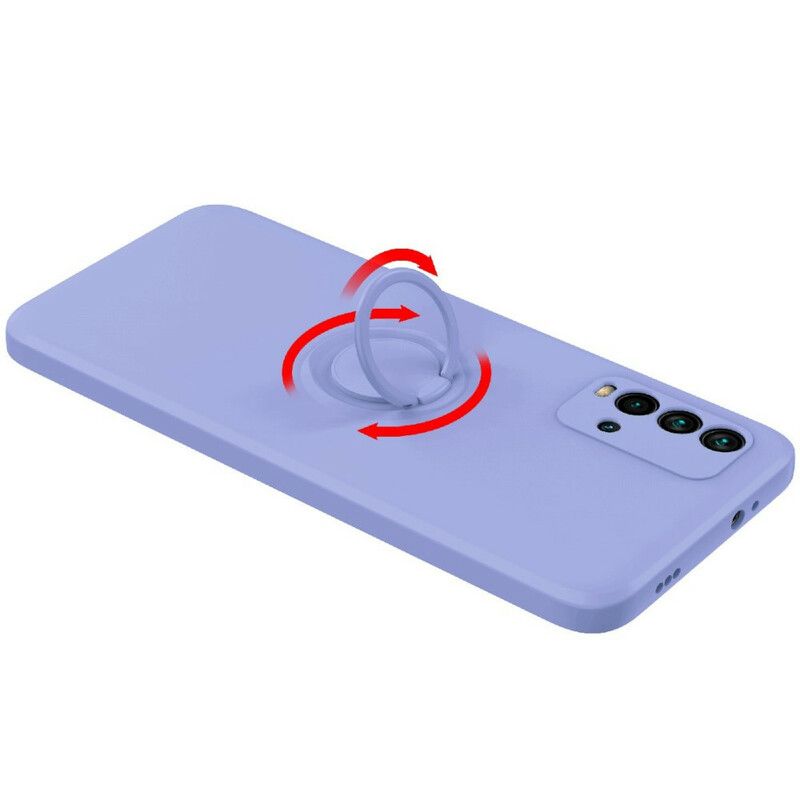 Coque Xiaomi Redmi 9T Silicone Liquide Anneau Et Lanière