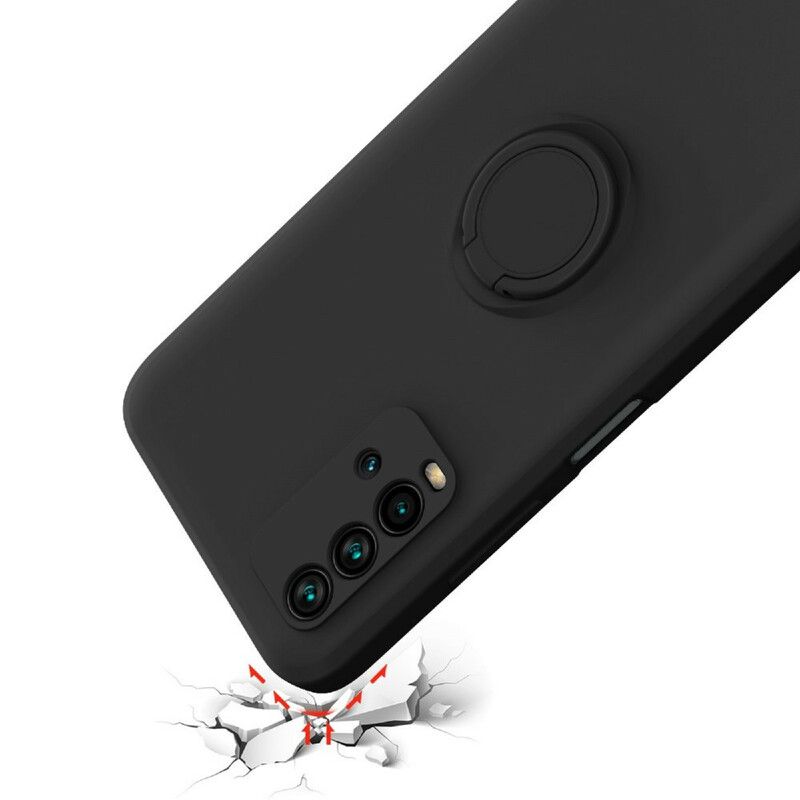 Coque Xiaomi Redmi 9T Silicone Liquide Anneau Et Lanière