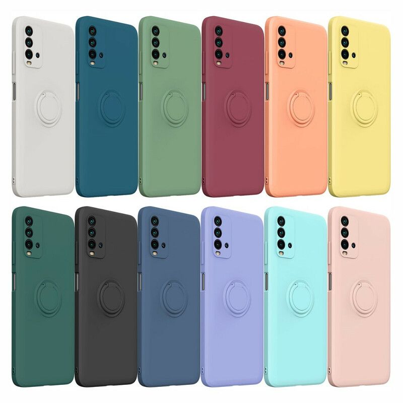 Coque Xiaomi Redmi 9T Silicone Liquide Anneau Et Lanière