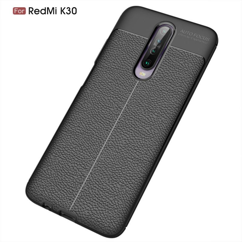 Coque Xiaomi Redmi K30 Effet Cuir Litchi Double Line