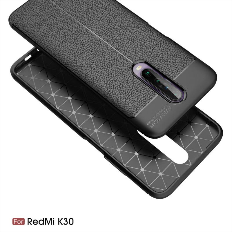 Coque Xiaomi Redmi K30 Effet Cuir Litchi Double Line