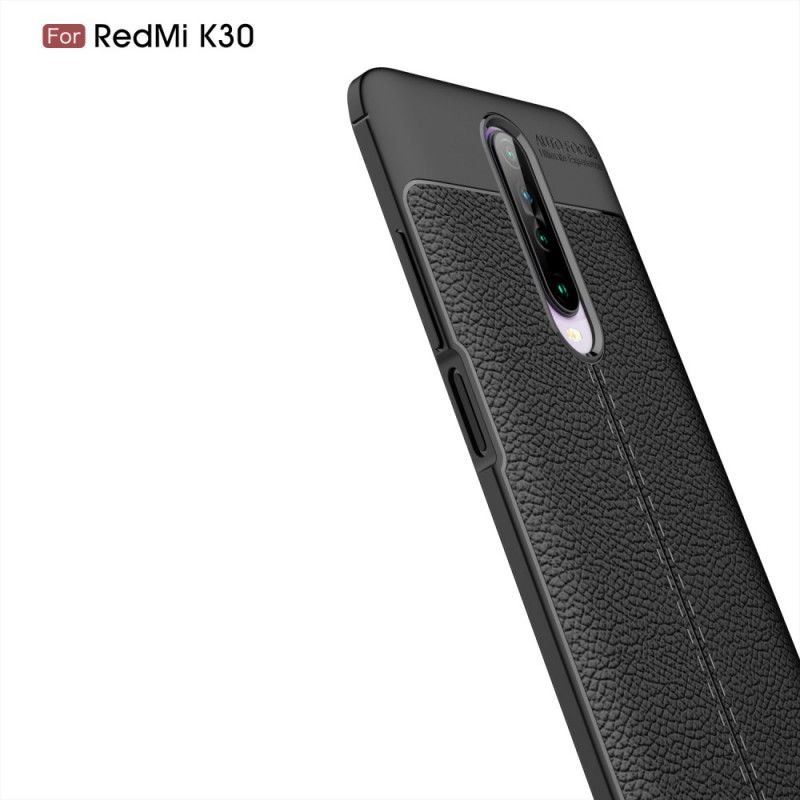 Coque Xiaomi Redmi K30 Effet Cuir Litchi Double Line