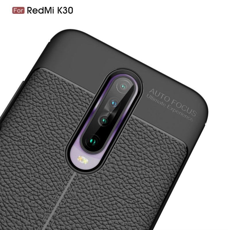 Coque Xiaomi Redmi K30 Effet Cuir Litchi Double Line