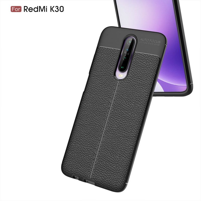 Coque Xiaomi Redmi K30 Effet Cuir Litchi Double Line