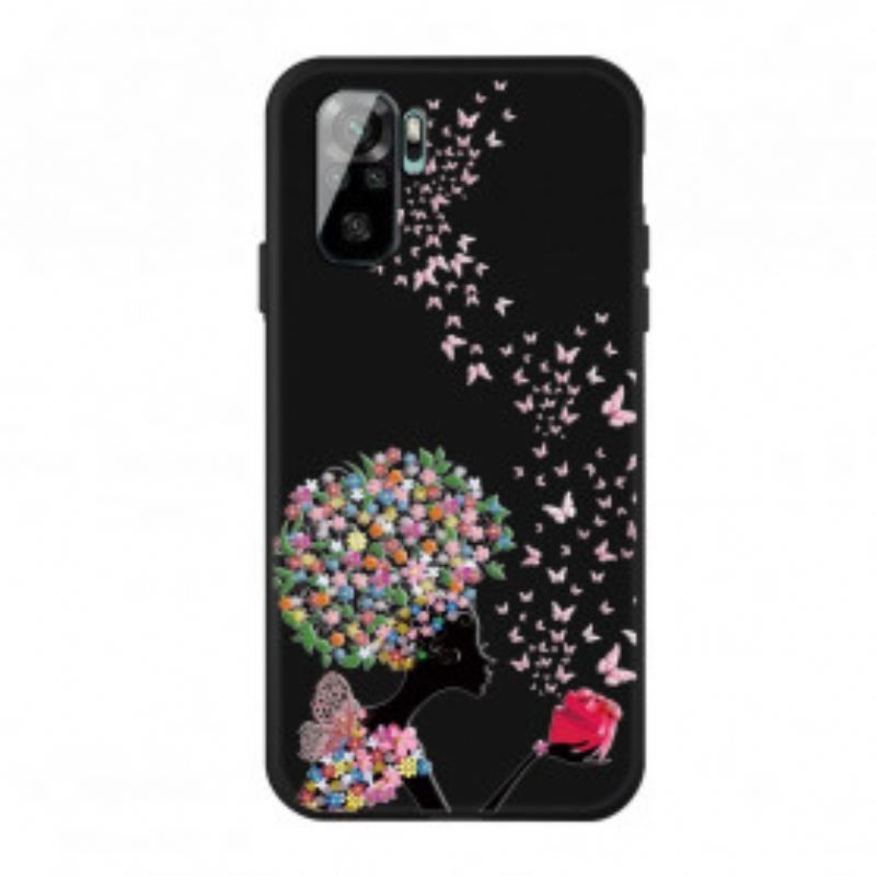 Coque Xiaomi Redmi Note 10/10S/Poco M5s Femme à la Tête Fleurie