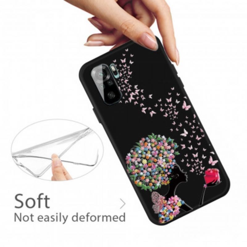 Coque Xiaomi Redmi Note 10/10S/Poco M5s Femme à la Tête Fleurie
