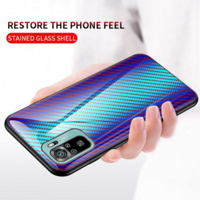 Coque Xiaomi Redmi Note 10/10S/Poco M5s Verre Trempé Fibre Carbone