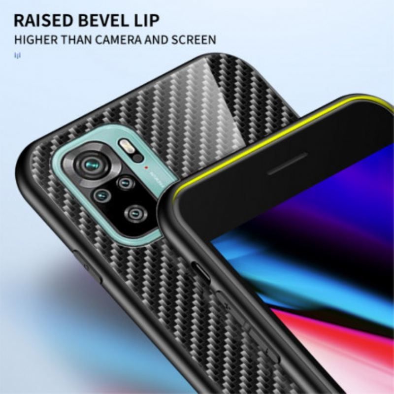 Coque Xiaomi Redmi Note 10/10S/Poco M5s Verre Trempé Fibre Carbone