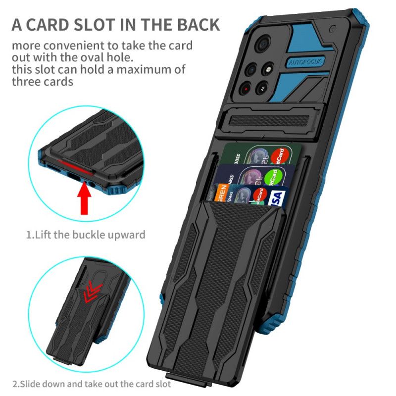 Coque Xiaomi Redmi Note 11 / Poco M4 Pro 5G Porte-cartes À Glissière Et Support