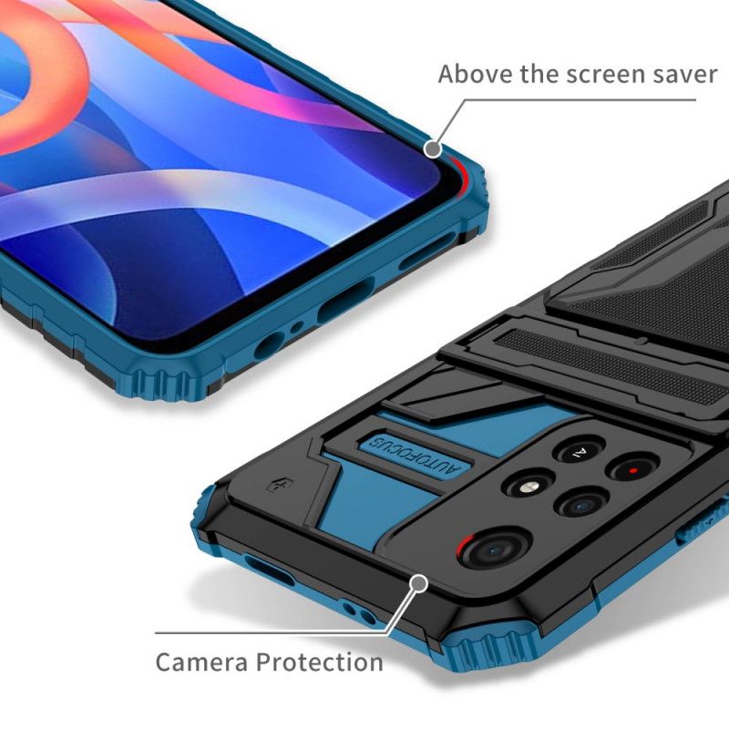 Coque Xiaomi Redmi Note 11 / Poco M4 Pro 5G Porte-cartes À Glissière Et Support