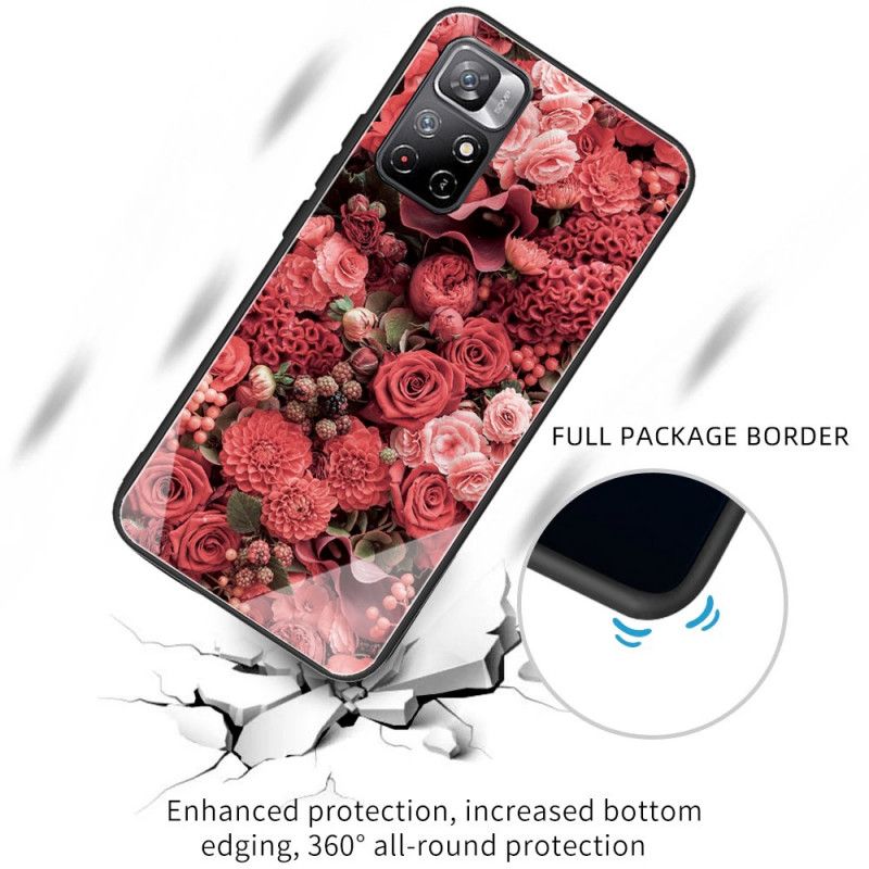 Coque Xiaomi Redmi Note 11 / Poco M4 Pro 5G Verre Trempé Fleurs Roses