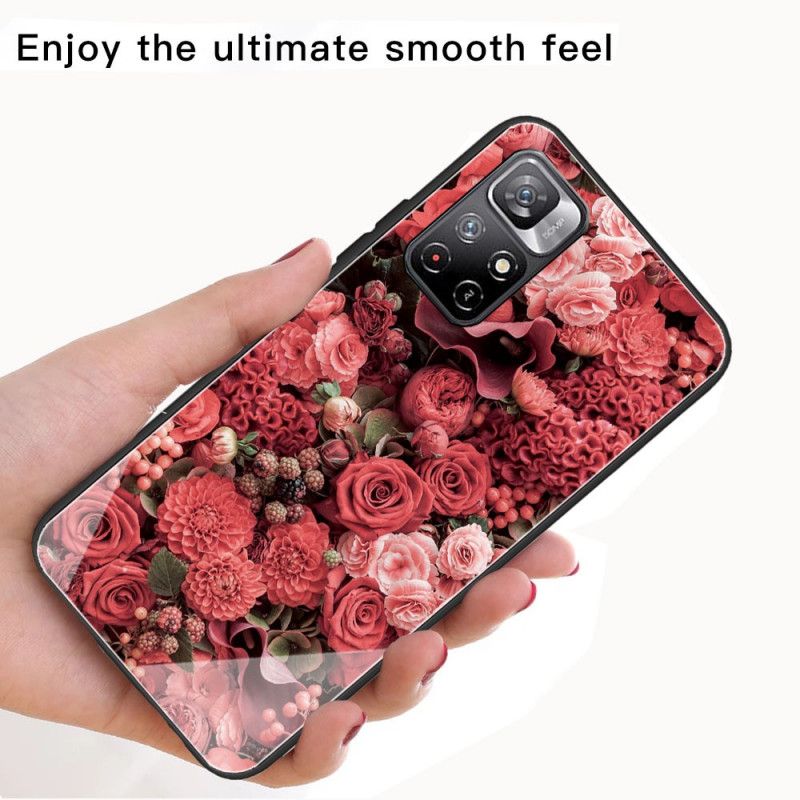 Coque Xiaomi Redmi Note 11 / Poco M4 Pro 5G Verre Trempé Fleurs Roses