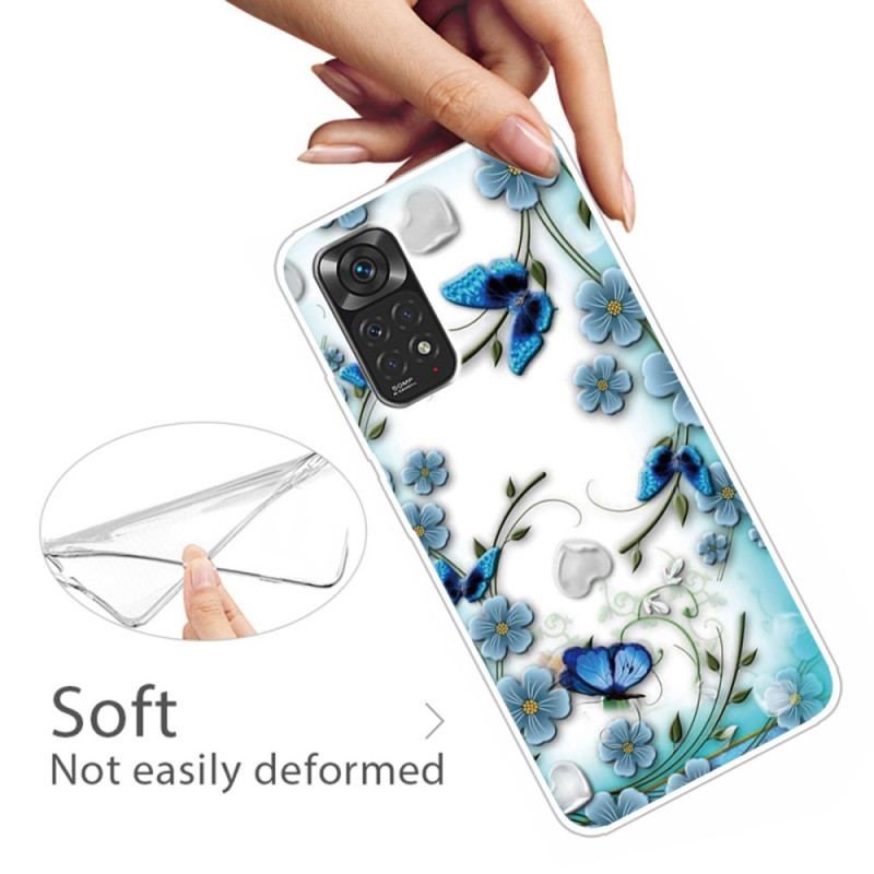 Coque Xiaomi Redmi Note 11 Pro / Note 11 Pro 5G Papillons et Fleurs Rétros