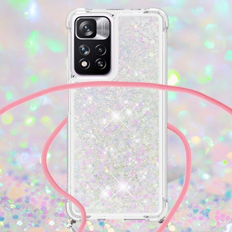 Coque Xiaomi Redmi Note 11 Pro Plus 5G à Cordon Paillettes Design