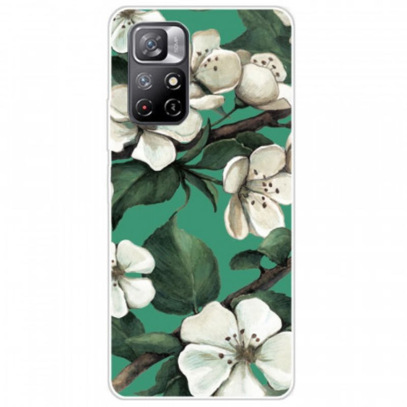 Coque Xiaomi Redmi Note 11 Pro Plus 5G Silicone Fleurs Blanches