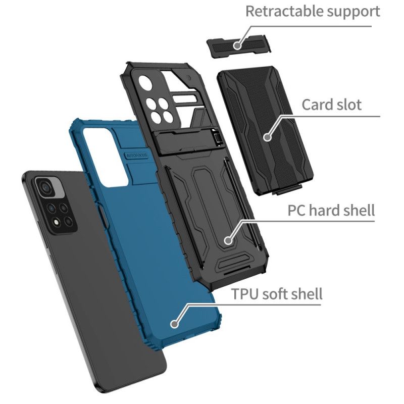 Coque Xiaomi Redmi Note 11 Pro / Note 11 Pro Plus Porte-cartes À Glissière Et Support