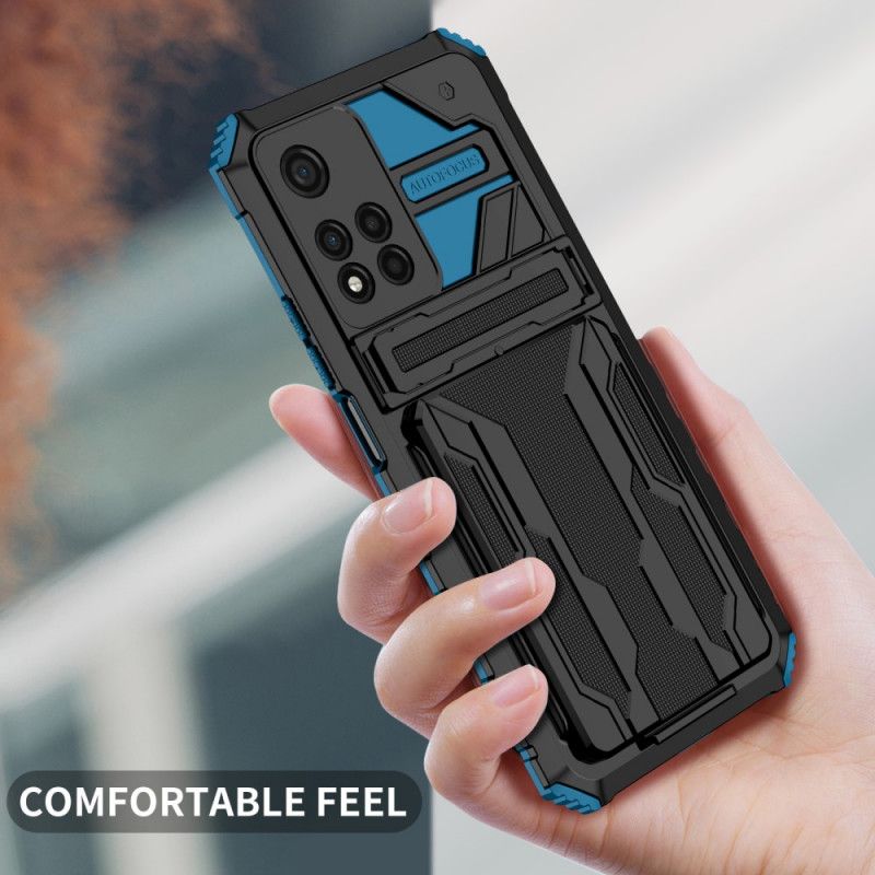 Coque Xiaomi Redmi Note 11 Pro / Note 11 Pro Plus Porte-cartes À Glissière Et Support