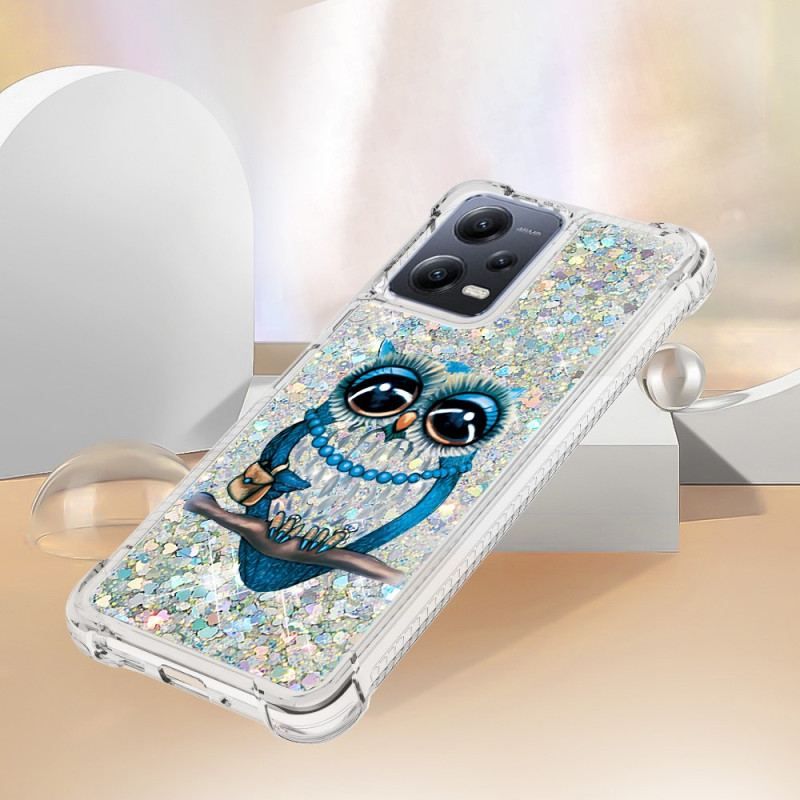 Coque Xiaomi Redmi Note 12/Poco X5 5G Paillettes Miss Hibou