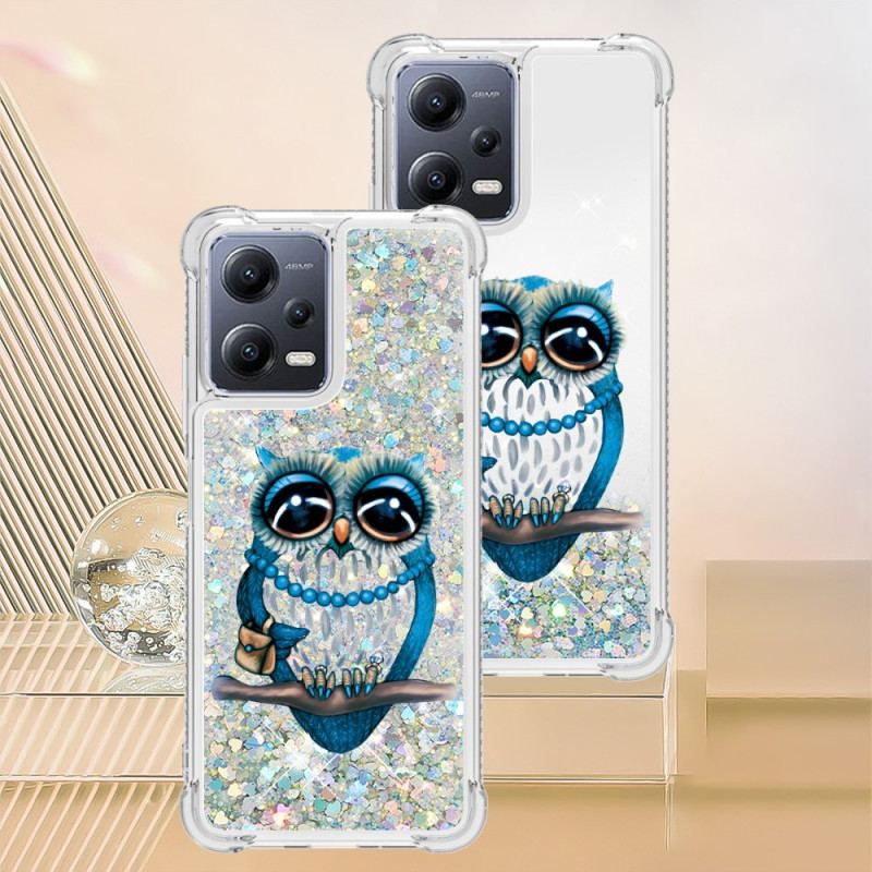 Coque Xiaomi Redmi Note 12/Poco X5 5G Paillettes Miss Hibou