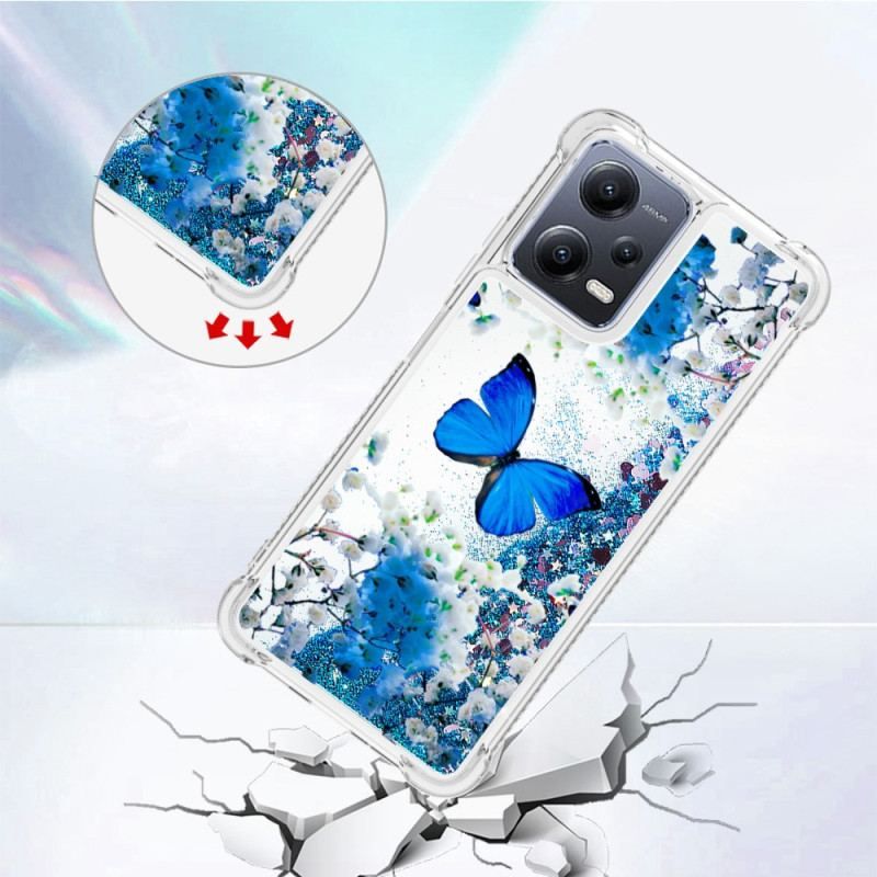 Coque Xiaomi Redmi Note 12/Poco X5 5G Paillettes Papillons