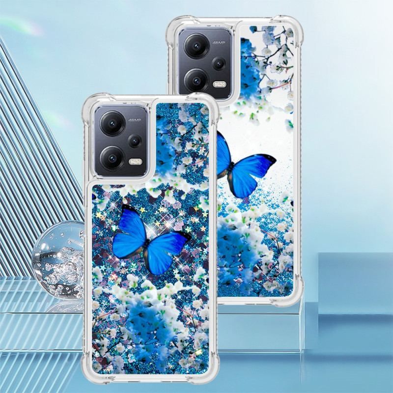 Coque Xiaomi Redmi Note 12/Poco X5 5G Paillettes Papillons