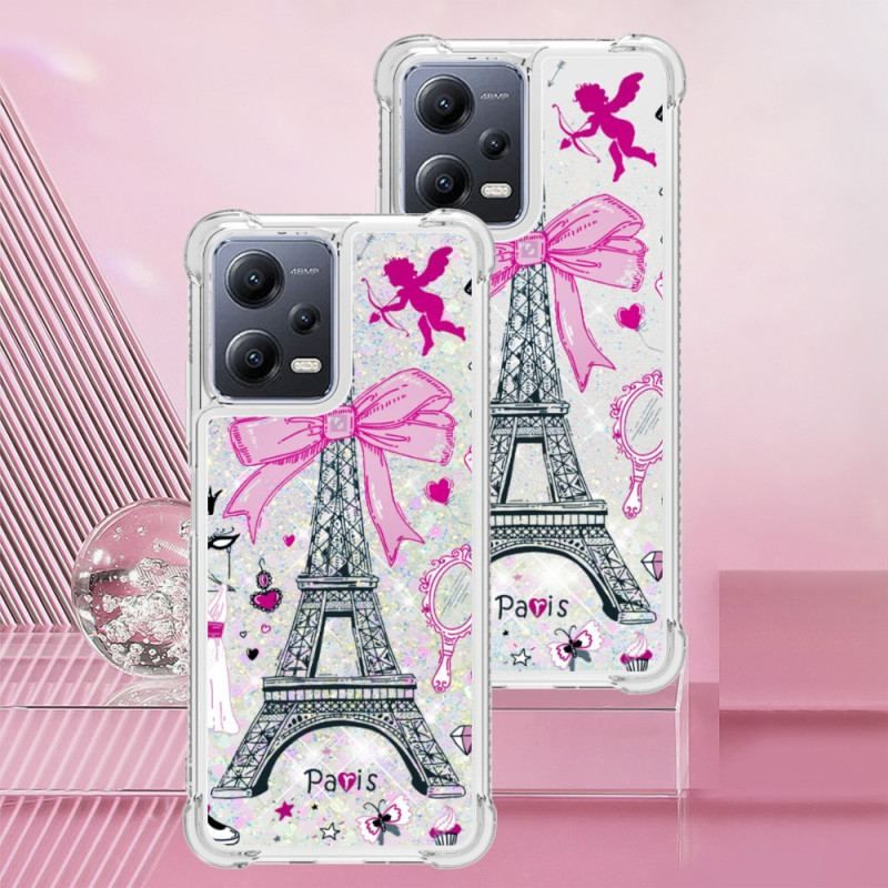 Coque Xiaomi Redmi Note 12/Poco X5 5G Paillettes Tour Eiffel