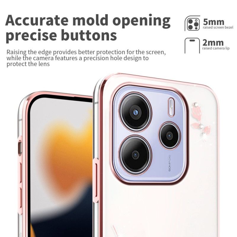 Coque Xiaomi Redmi Note 14 4G Strass et Fleurs