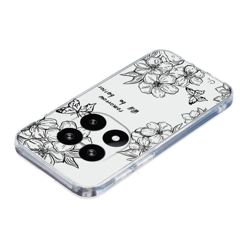 Coque Xiaomi Redmi Note 14 Pro Plus 5G Dessin Papillons et Fleurs