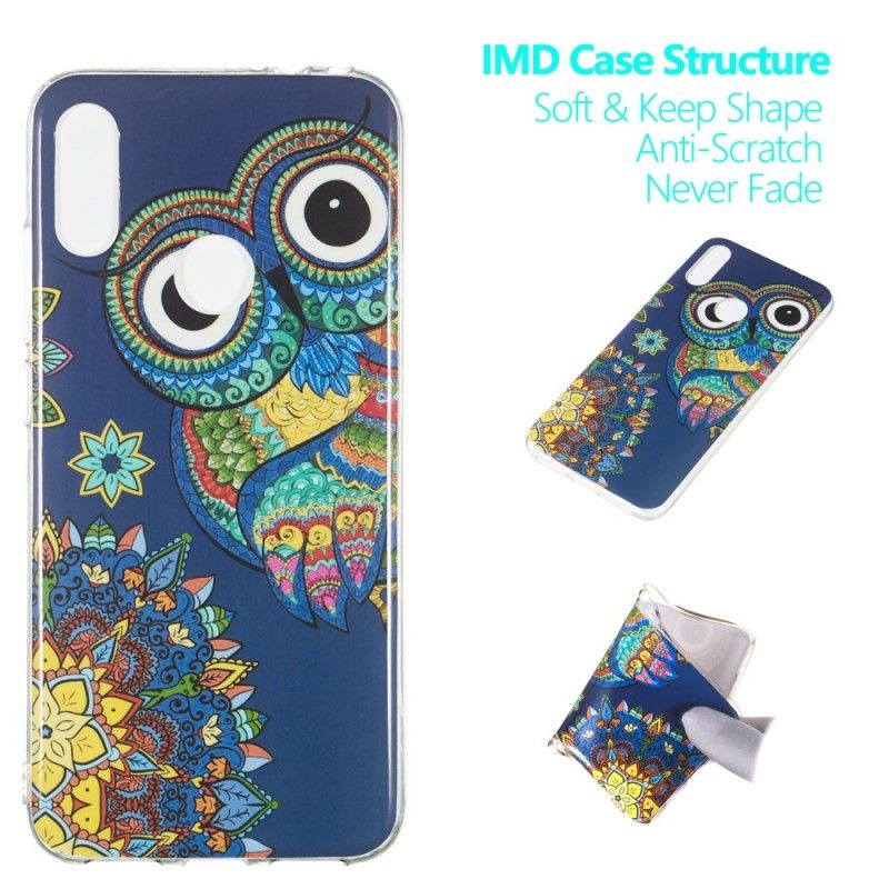 Coque Xiaomi Redmi Note 7 Hibou Mandala Fluorescente