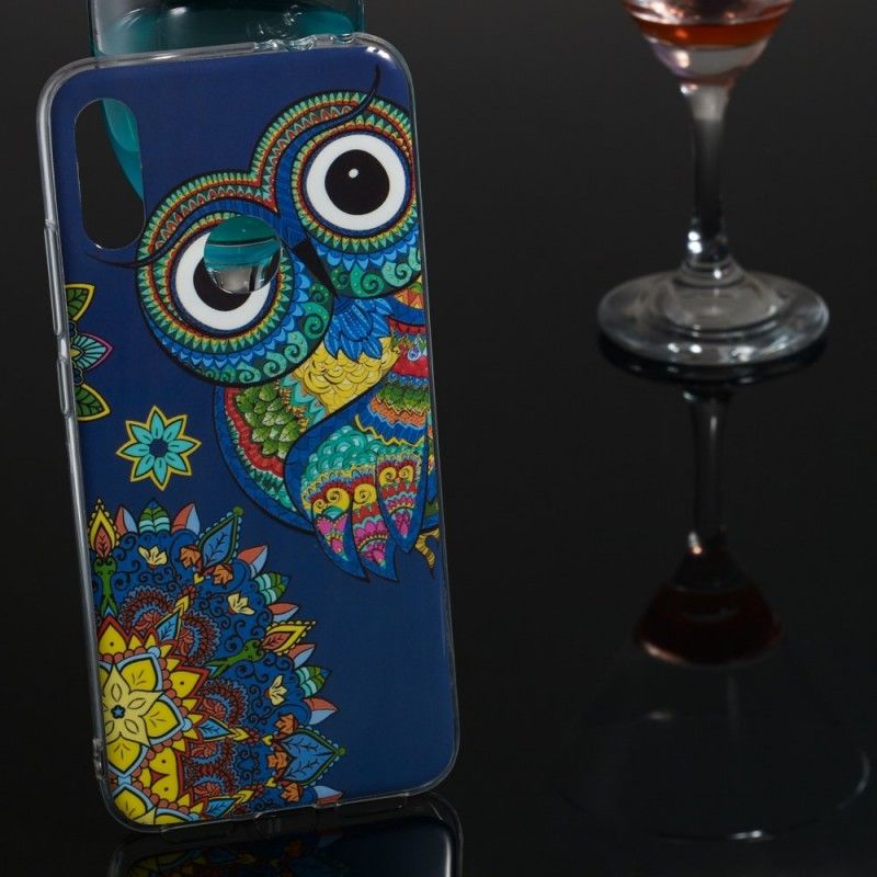 Coque Xiaomi Redmi Note 7 Hibou Mandala Fluorescente