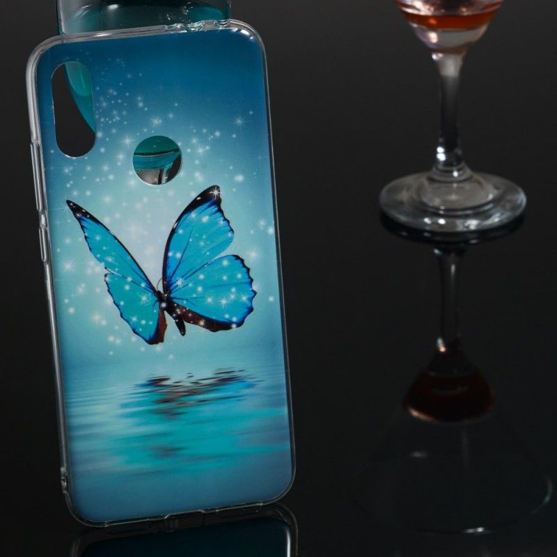 Coque Xiaomi Redmi Note 7 Papillon Bleu Fluorescente