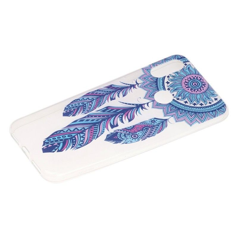 Coque Xiaomi Redmi Note 7 Transparente Attrape Rêves Plumes Bleues