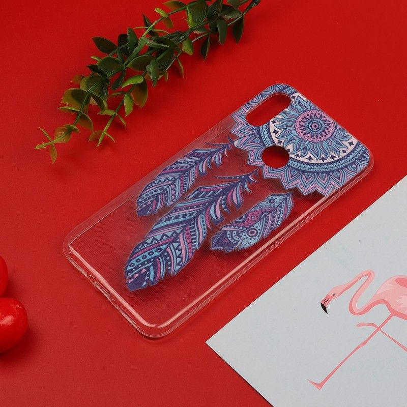 Coque Xiaomi Redmi Note 7 Transparente Attrape Rêves Plumes Bleues