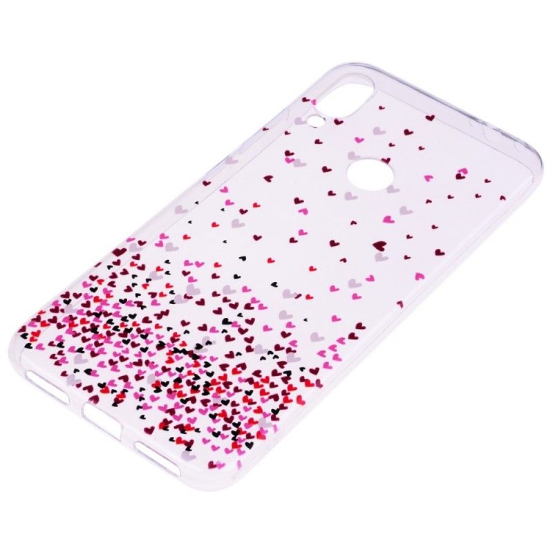 Coque Xiaomi Redmi Note 7 Transparente Multiples Coeurs Rouges