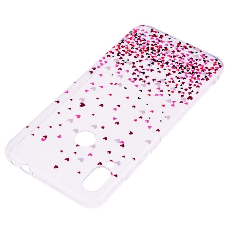 Coque Xiaomi Redmi Note 7 Transparente Multiples Coeurs Rouges