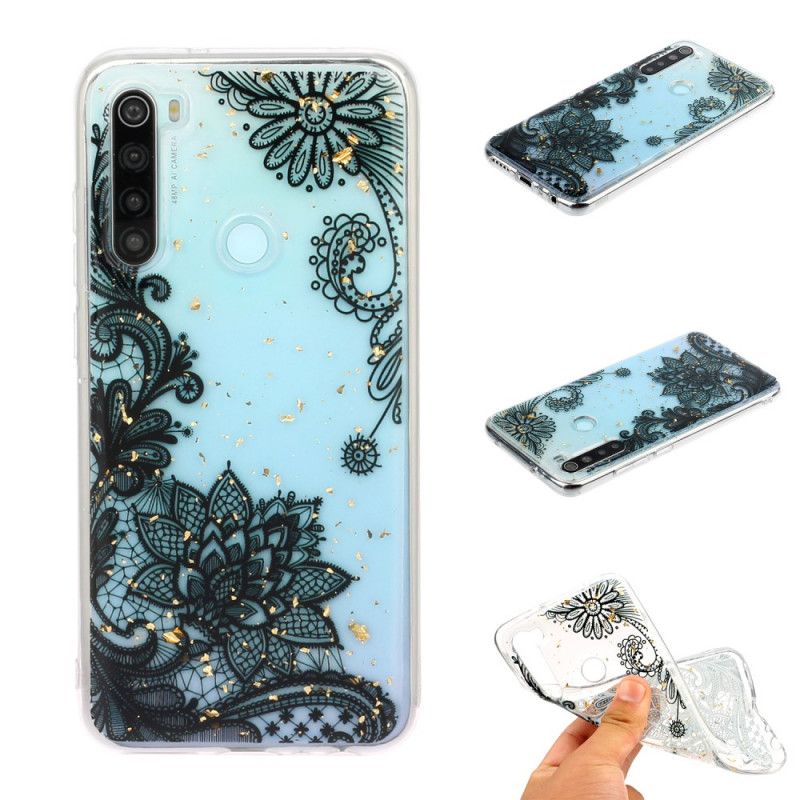 Coque Xiaomi Redmi Note 8 Fleurs Dentelle Et Paillettes