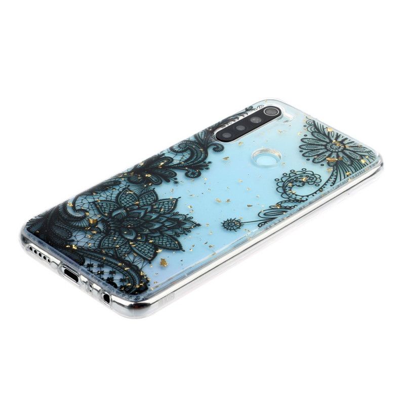 Coque Xiaomi Redmi Note 8 Fleurs Dentelle Et Paillettes