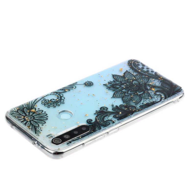 Coque Xiaomi Redmi Note 8 Fleurs Dentelle Et Paillettes