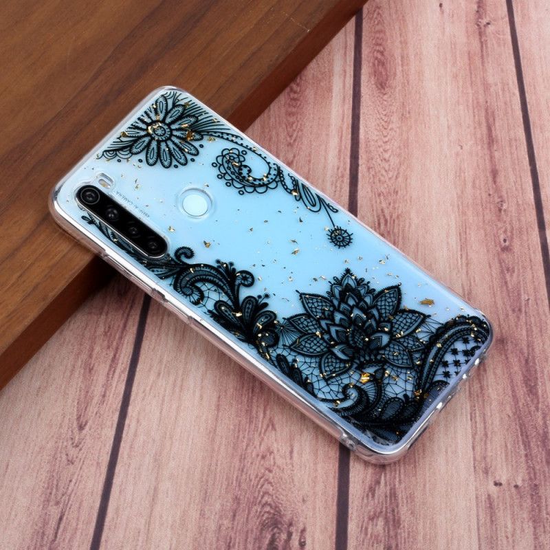 Coque Xiaomi Redmi Note 8 Fleurs Dentelle Et Paillettes