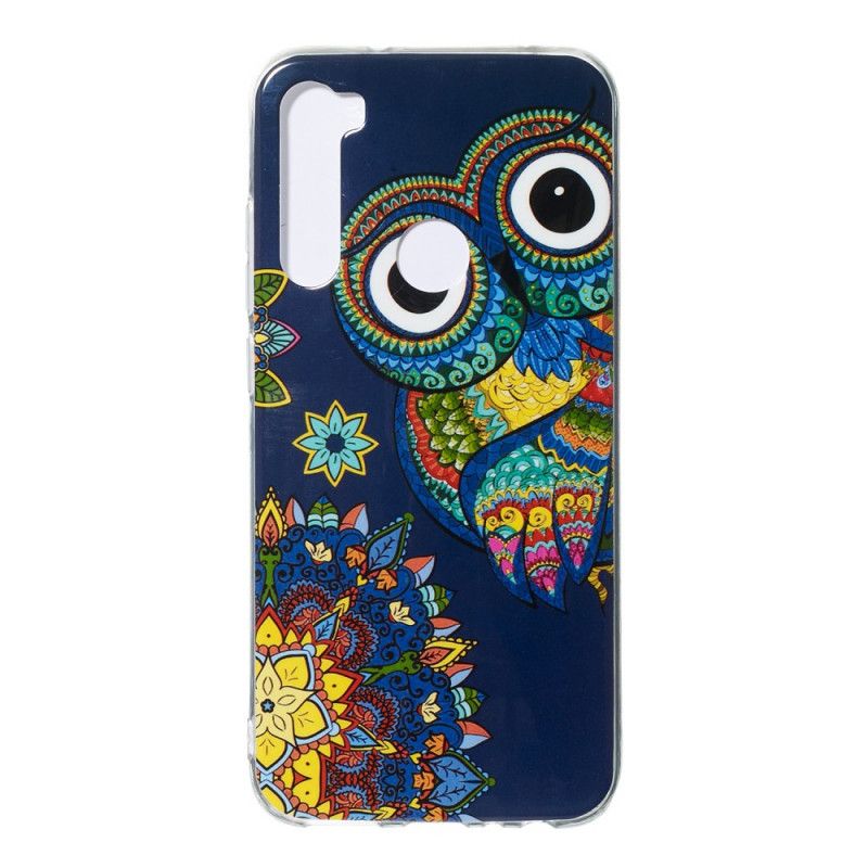 Coque Xiaomi Redmi Note 8 Hibou Mandala Fluorescente