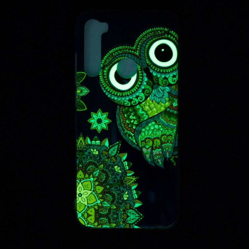 Coque Xiaomi Redmi Note 8 Hibou Mandala Fluorescente