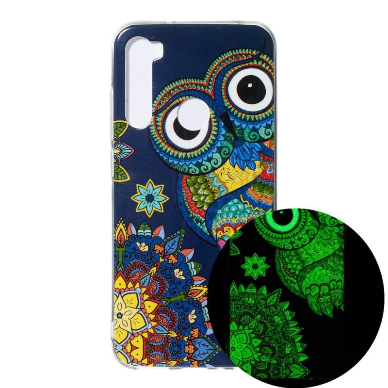 Coque Xiaomi Redmi Note 8 Hibou Mandala Fluorescente