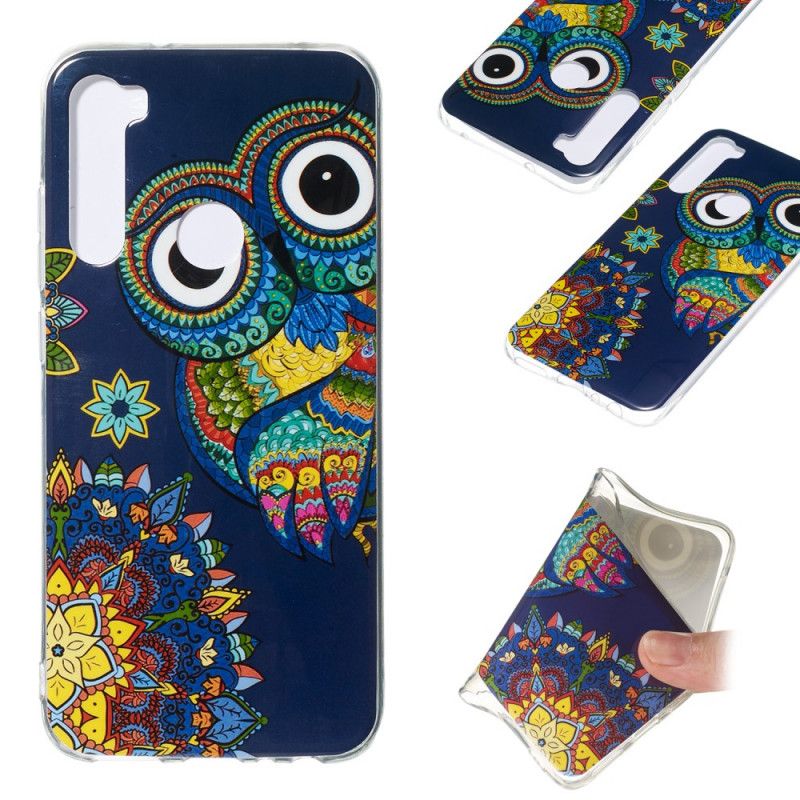 Coque Xiaomi Redmi Note 8 Hibou Mandala Fluorescente